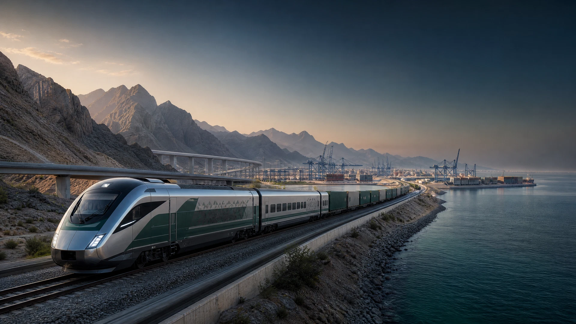 Illustration of the planned Hafeet Rail connection serving Sohar
